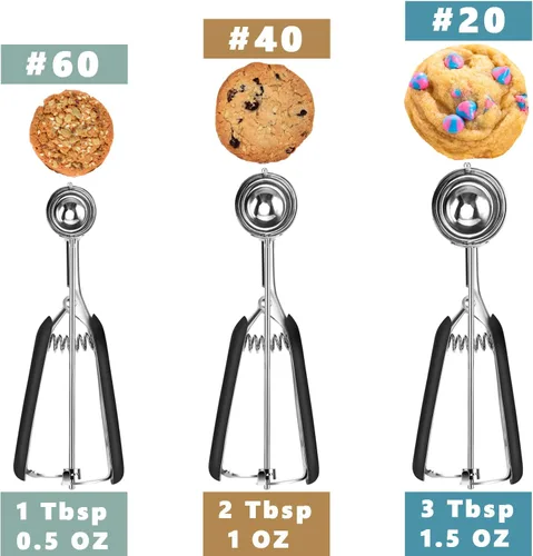 Miniatura 2 de HOMURE H Juego de 3 cucharadas para galletas, incluye 1 cucharada, 2 cucharadas, 3 cucharadas, cuchara para masa de galletas, cucharas de galletas