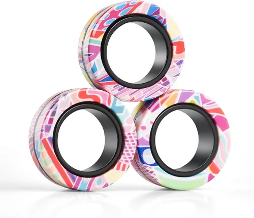 Miniatura 7 de 9 unidades de juguetes magnéticos con anillos fidget para adultos, paquete de juguetes fidget para el TDAH, juguetes antiestrés, anillos fidget