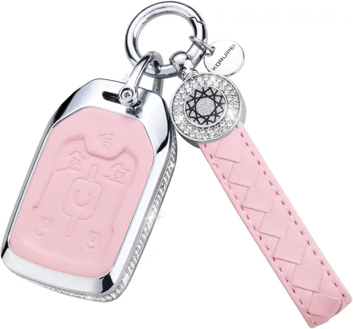 Miniatura 36 de Funda para Llave Honda con Llavero, Carcasa Protectora de Cuero Genuino Rosa con Cristales Compatible con Honda Accord Civic CRV Pilot Odyssey 2022