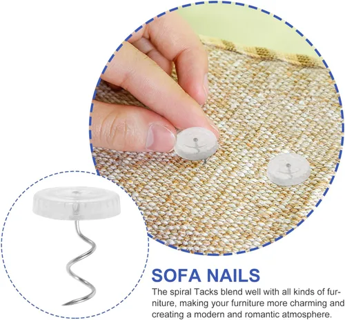 Miniatura 7 de EXCEART Tachuelas de plástico y metal para sofá, 50 unidades, clavos en espiral para tapicería, muebles decorativos