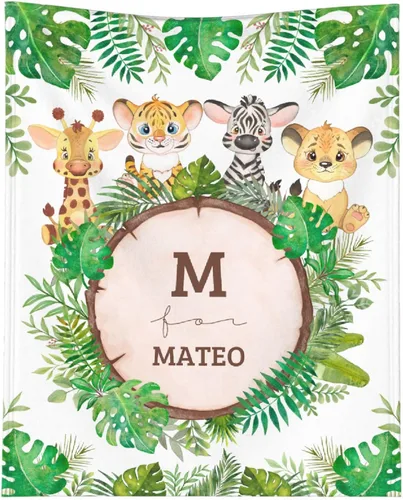 Manta personalizada de animales bebés para niños y niñas, mantas personalizadas con nombre, manta ligera de franela suave para ropa de cama, sofá,