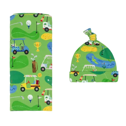 Miniatura 17 de Little Sleepies Juego de manta para envolver y sombrero, pañales para bebés recién nacidos, viscosa suave de bambú (plátanos)