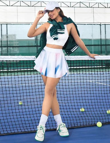 Miniatura 5 de JoyGirl Falda de tenis para mujer con pantalones cortos plisados para golf, cintura alta, para entrenamiento, atletismo, correr, faldas con bolsillos