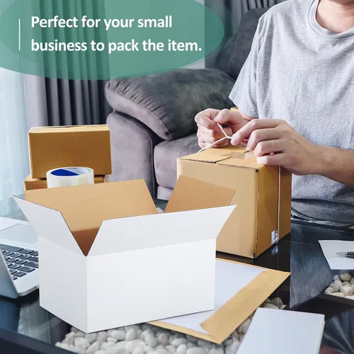 Miniatura 6 de Eupako 10x7x5 - Cajas de envío pequeñas - 30 paquetes - Caja de cartón corrugado blanca - Sobres, cajas de cartón para embalaje para pequeñas Blanco