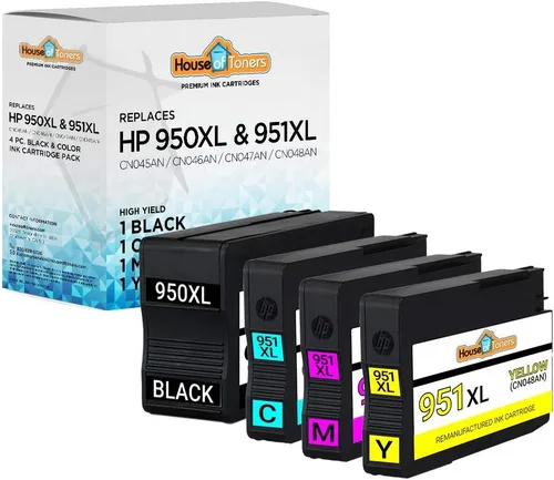 Houseoftoners Cartucho de tinta remanufacturado para HP 950XL y 951XL, repuesto de alto rendimiento para HP 950XL y 951XL Officejet Pro 8100 8600