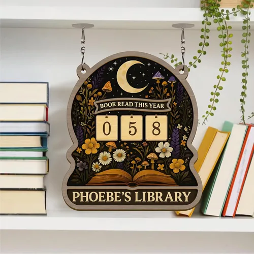 Miniatura 17 de Rastreador de Lectura de Libros Personalizado, Contador de Libros Leídos Este Año, Decoración de Biblioteca, Letrero de Seguimiento de Libros