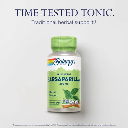 Miniatura 3 de SOLARAY Suplemento de raíz de zarzaparrilla de 450 mg – Soporte herbario tradicional para hombres y mujeres, sin OMG, vegano, verificado