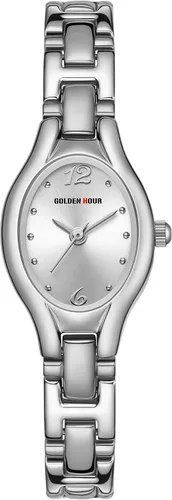 Miniatura 2 de GOLDEN HOUR Reloj de pulsera con caja ovalada vintage de tono dorado para mujer