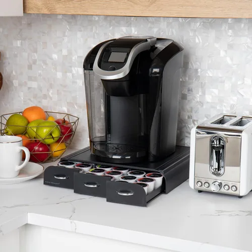 Miniatura 2 de Mind Reader Organizador de cápsulas de café de una sola porción con 3 cajones, capacidad de 36 cápsulas, 13.5 pulgadas de largo x 12.25 pulgadas