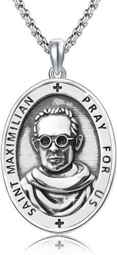 Miniatura 531 de Collar de plata de ley 925 con medalla de San Patrón, colgante de protección católica, amuleto, joyería religiosa para hombres y mujeres