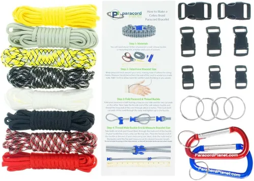 Miniatura 15 de Pulsera y kit de proyecto de paracaídas – 550 cuerdas de paracaídas, hebillas, mosquetones, llaveros