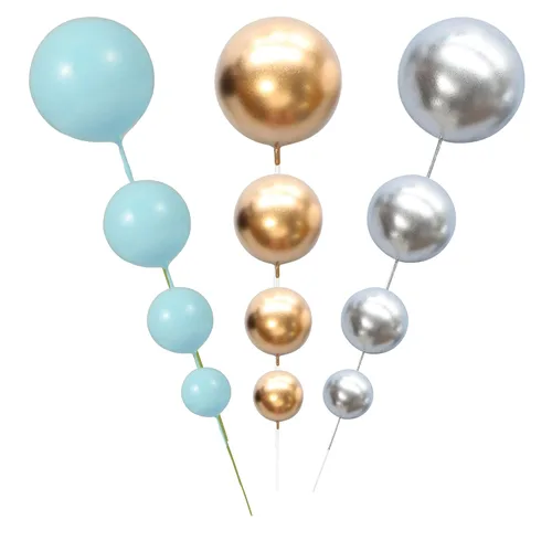 Miniatura 3 de Gyufise 30 piezas de mini globos decorativos para pastel, bolas de espuma, palillos para pastel, decoraciones de bolas de perlas de imitación