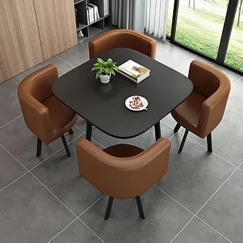 Miniatura 12 de Juego de mesa de comedor cuadrada con sillas, mesa de cocina compacta y 4 sillas, mesa de conferencias moderna con sillas, mesa de recepción