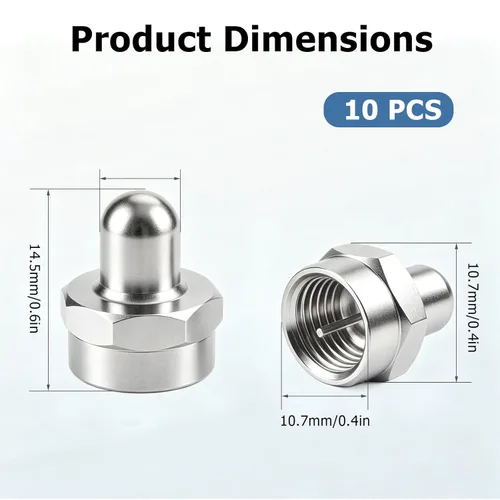 Miniatura 6 de Tapa coaxial, terminador de 75 ohmios, paquete de 10, tapas de terminador coaxial para puertos en divisor, AMP, cable coaxial, antena de TV, placas