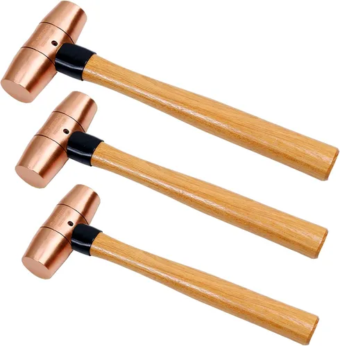 Miniatura 15 de WEDO Martillo de trineo de cobre 1/2lb,Martillo de mazo de cobre macizo, mango de fibra de vidrio, longitud 11.024 in, forjado a presión, resistente