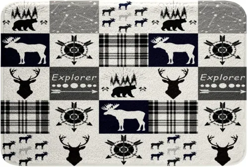 Miniatura 14 de Erosebridal Tapete de baño bohemio azteca de 16 x 24 pulgadas, color blanco y negro con estampado de flechas geométricas, alfombras de baño bohemias