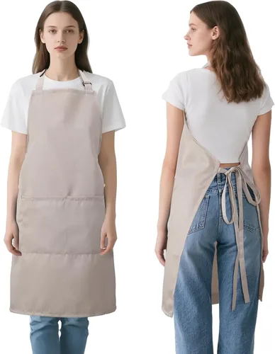 Delantal de cocina para mujeres y hombres con bolsillos, delantales de arte de chef para cocinar, pintura, cerámica, cerámica