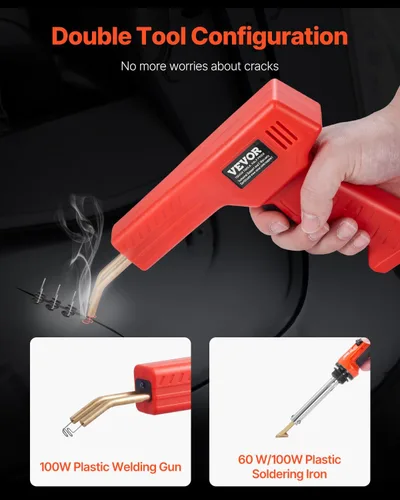 Miniatura 2 de VEVOR Kit de Soldador de Plástico Deluxe, Pistola de Soldadura de Plástico de 100W + Soldador de 60W/100W, Herramienta Profesional de Soldadura