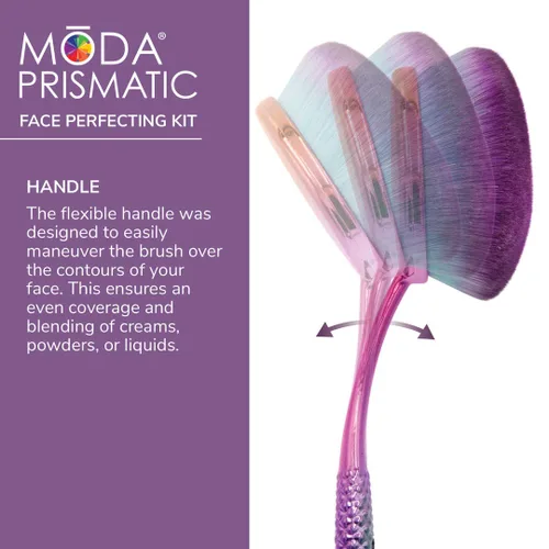 Miniatura 6 de MODA Prismatic - Juego de 4 brochas de maquillaje para perfeccionar la cara, filamentos sintéticos ultrasuaves para base sin costuras, mezcla