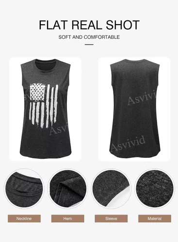 Miniatura 4 de Asvivid - Camisetas sin mangas para mujer, holgada, con cuello redondo, estampado de letras, diente de león, para verano, casuales