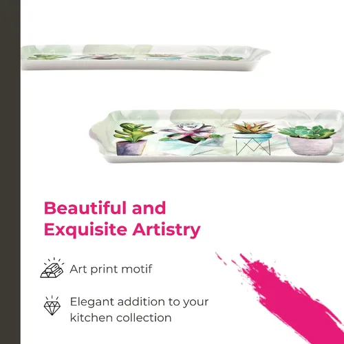 Miniatura 3 de Pimpernel Lilac Bloom Sandwich Tray – (15.1 x 6.5 pulgadas) Tablero rectangular de melamina con elegante diseño floral, accesorio de mesa decorativo