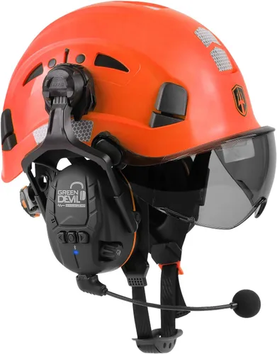 Miniatura 9 de CASCO DE SEGURIDAD CON VISERA Y OREJERAS BLUETOOTH GREEN DEVIL Casco Duro de Trabajo con Protección Completa, Ventilado, Casco de Construcción ANSI