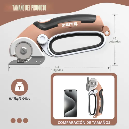 Miniatura 4 de ZEITE 4V Tijeras eléctricas inalámbricas con 2 cuchillas, estuche de almacenamiento, cortador giratorio para caja, plástico, alfombra, tela, fácil