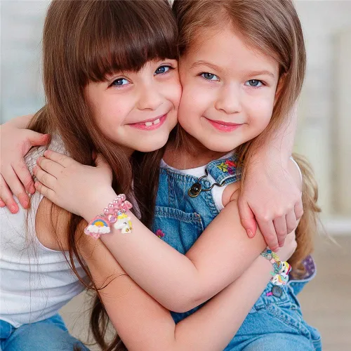 Miniatura 5 de Juego de 6 pulseras de unicornio arco iris, pulseras de animales para niñas, adolescentes y niños, pulsera de cuentas con colgante de unicornio