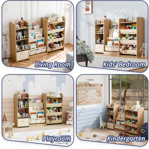 Miniatura 7 de IKALIFE Organizador de almacenamiento de juguetes y libros para niños - Estantería grande con 7 compartimentos removibles, estantería para bebés