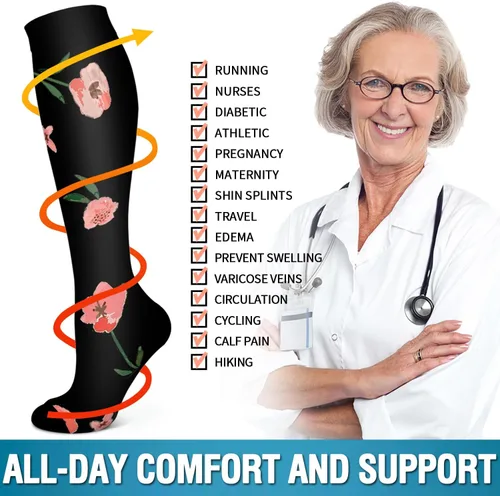 Miniatura 67 de 6 Pack Copper Compression Socks for Women and Men Circulation-Best Support for Medical, Running,Nursing,Athletic