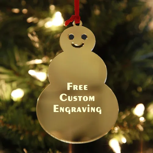 Miniatura 13 de Adornos de Navidad personalizados de copo de nieve para 2025 - Decoraciones de Navidad grabadas personalizadas para árbol, acrílico dorado espejado