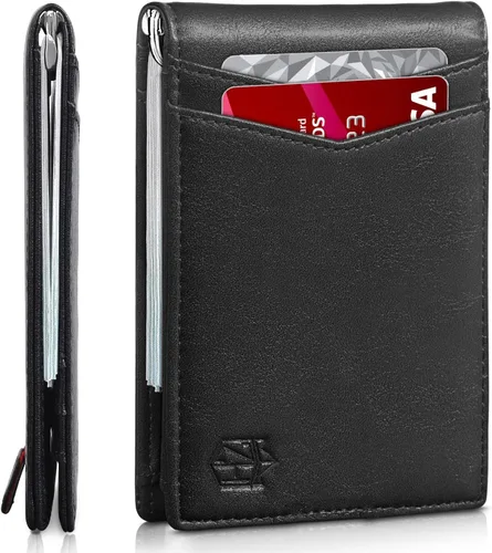 Miniatura 59 de Cartera Zitahli minimalista, delgada, con bolsillo frontal plegable y clip para billetes, bloqueo RFID efectivo y diseño inteligente, para hombre
