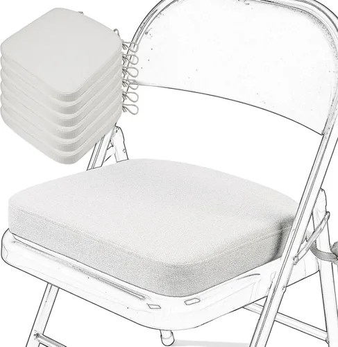 Miniatura 32 de SINOSSO Cojín de espuma viscoelástica para silla plegable, 1 unidad, almohadilla cuadrada gruesa de 2 pulgadas para silla de cocina con lazos, cojín