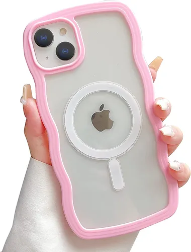 Miniatura 27 de Yeddabox Magsafe - Funda compatible con iPhone 13, diseño de ondas, lindo marco de colores de caramelo con ondas de agua, a prueba de golpes