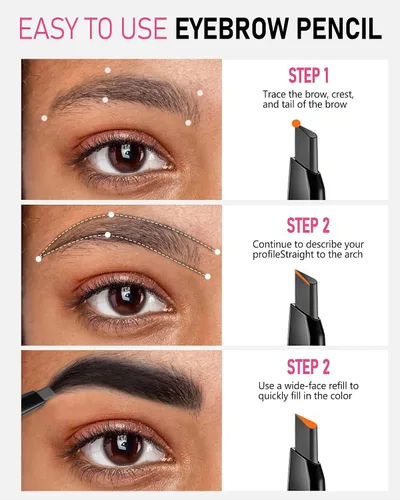Miniatura 5 de Yfulfill Lápiz de Cejas Negro - Lápices de Cejas Impermeables para Mujeres Waterproof Eye Brow Pencil Black Color for Naturally Black Hair.