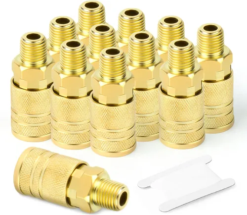 Miniatura 11 de GASHER 12PCS 1/2"MNPT Brass Industrial Coupler,1/4 Flow Quick Connect Air Coupler