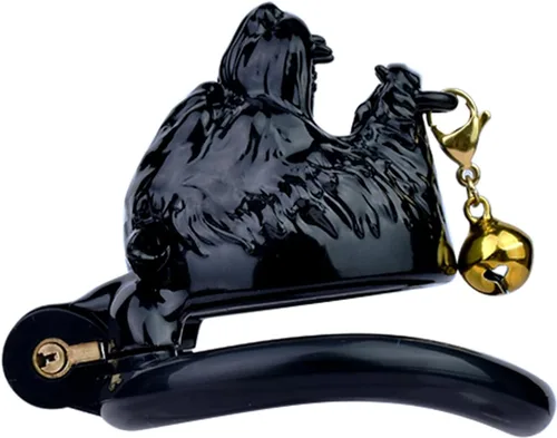 Miniatura 7 de Jaula ligera para el pene dispositivo de castidad con 4 anillos y llaves, jaula de pene masculina con bloqueo invisible y campana, juguetes sexuales