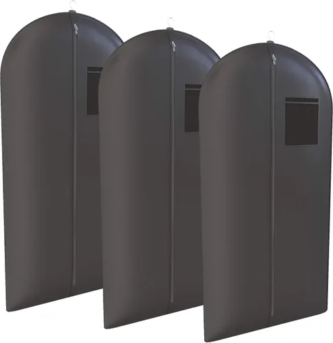 Paquete de 3 bolsas de viaje para trajes, vestidos y vestidos, color negro, 54 x 24 pulgadas, ventana grande