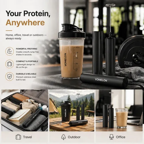 Miniatura 10 de Espumador de leche recargable, espumador de café eléctrico, mezclador de bebidas portátil para café con leche, capuchino, café, huevos, chocolate