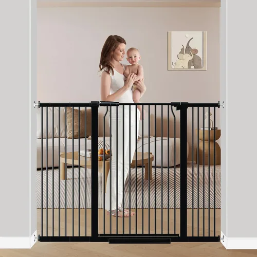 Miniatura 10 de Puerta extra alta para bebés de 40.5 pulgadas, sin taladros, puerta extra ancha de 54.7 a 60.2 pulgadas para perros y mascotas, para interiores