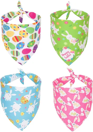 Miniatura 16 de ADOGGYGO Paquete de 4 Pañuelos de Navidad para Perros, Bufanda Triangular de Mascota, Baberos Triangulares, Conjunto de Pañuelos, Accesorios