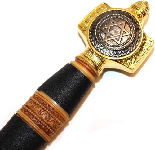 Miniatura 4 de Ace Martial Arts Supply Espada del rey Salomón con estrella de David con placa de exhibición Mango Dorado