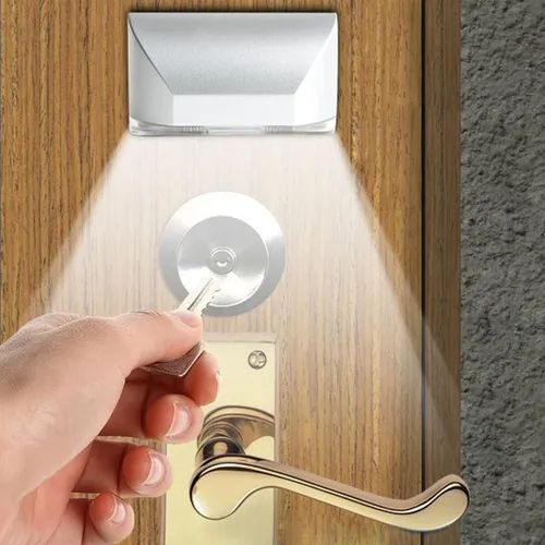 Miniatura 8 de Lámpara inteligente LED con sensor de cerradura de puerta, funciona con pilas, detector de movimiento con 4 LED para orificio de llave/cerradura