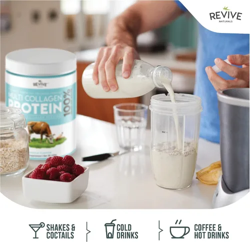 Miniatura 5 de Revive Naturals Polvo de proteína de colágeno múltiple de vainilla - 400g - Sin azúcar - 5 tipos de péptidos de colágeno - Hidrolizado, bovino