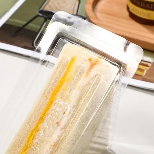 Miniatura 4 de DOITOOL Sandwich Case 50PCS Caja de embalaje de sándwich de plástico, recipientes de magdalena triángulo transparente para panadería, restaurante