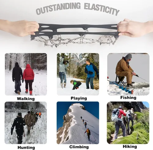 Miniatura 3 de Versión mejorada de crampones de tacos de hielo de tracción Walk, picos de acero inoxidable y silicona duradera, botas para senderismo en suelo