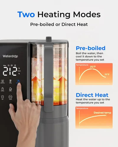 Miniatura 5 de Waterdrop Encimera de filtro de agua de ósmosis inversa M1, sistema de ósmosis inversa de encimera de agua caliente, 7 opciones de temperatura