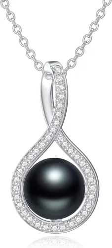 Collar con colgante de perlas negras cultivadas, joyería fina, regalos para mujeres, collar con pedante de perlas negras de agua dulce para mujer,