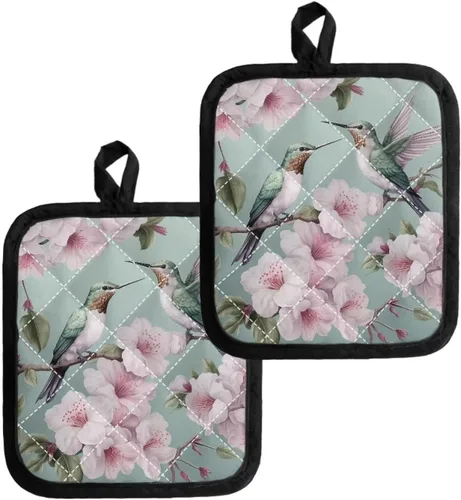 Miniatura 18 de Juego de soportes para macetas de flores rojas de pollo blanco y negro, resistentes al calor, almohadillas calientes para horno, antideslizantes