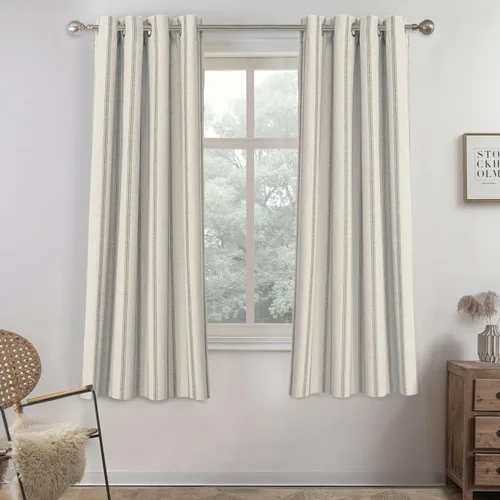 Miniatura 42 de DriftAway - Cortinas de Lino Mezcla de Granja 100% Opacas de 84 Pulgadas de Largo para Dormitorio, Cortinas Verticales Rayadas Impresas de Lino